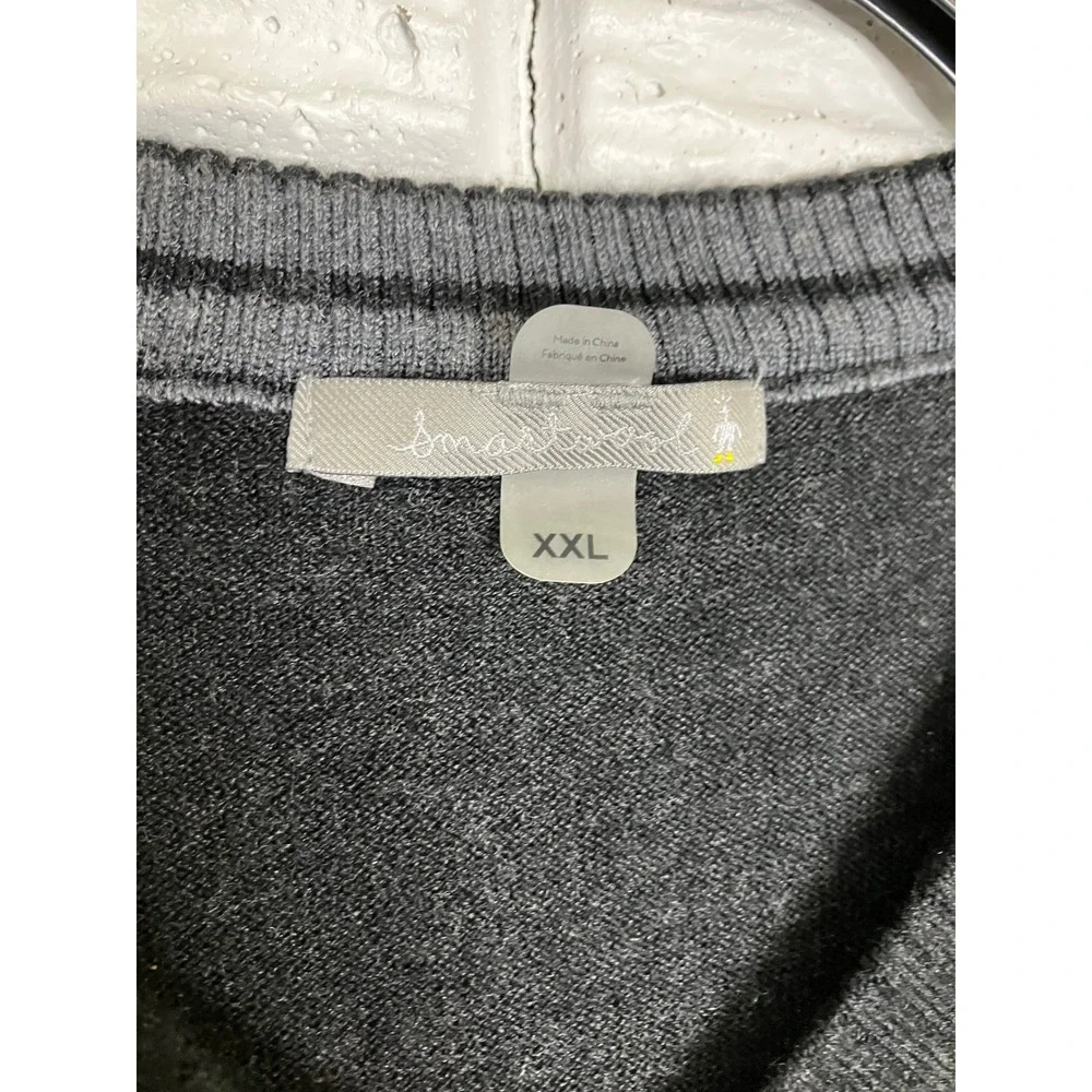 Smartwool merino wool blend v-neck sweater charcoal gray men's size XXL winter